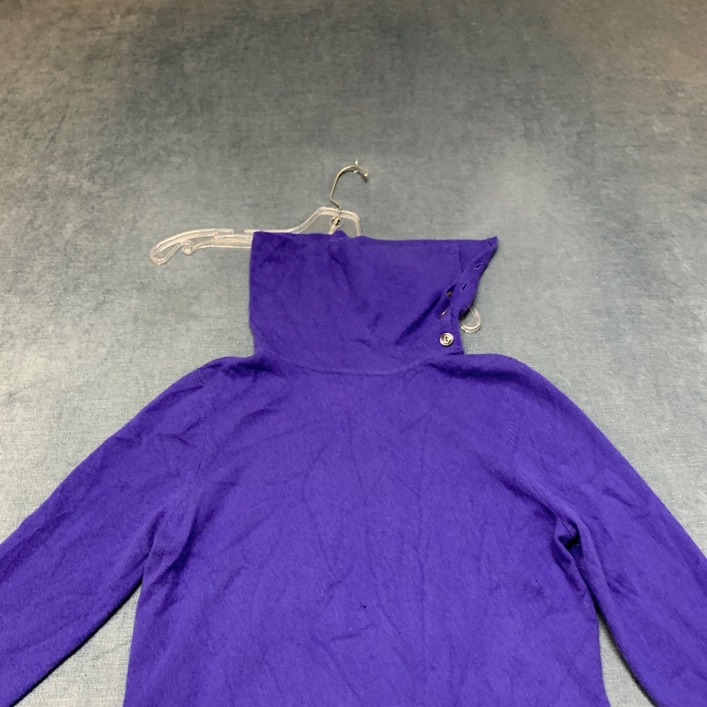 Jones New York Sweater Womens Petite Large Purple Tight Knit Mock Neck Pullover - Picture 8 of 16